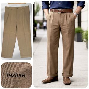 Brooks Brothers Elliot Men’s W38 L30 Classic Pleated Soft Cotton Khaki Trousers